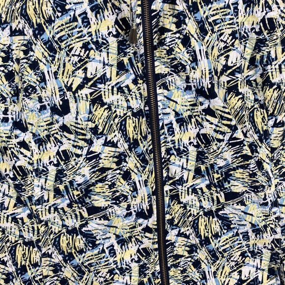 CJ Banks Jacket MultiColor Flower Zip-Up Jacket Blouse Drawstring Collar Size 3X - Picture 5 of 9